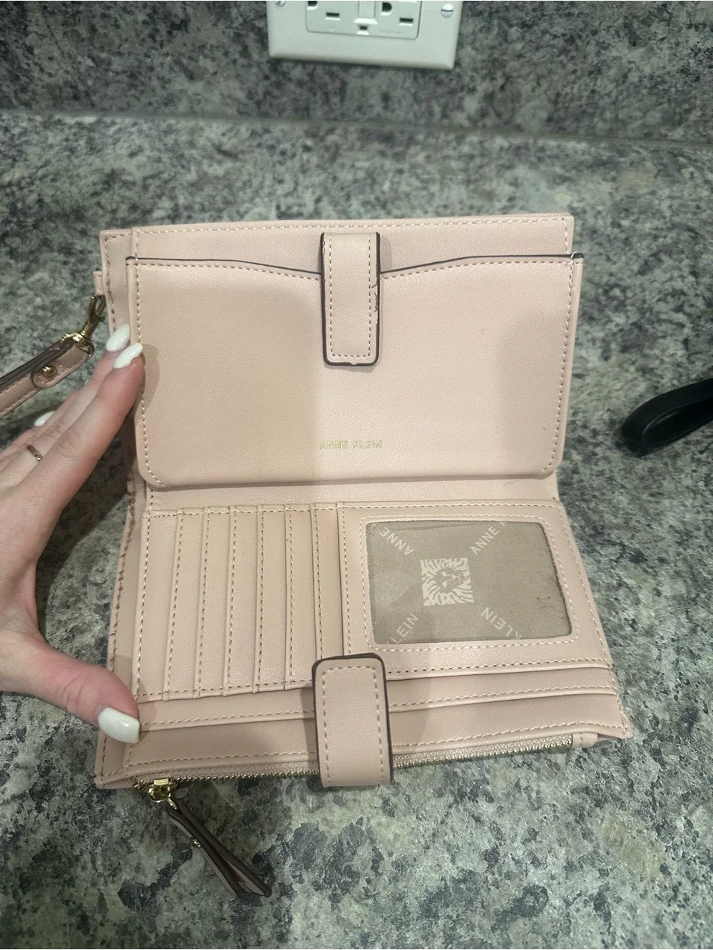 2 Anne Klein Zip Wristlet Wallet - Pink and Black